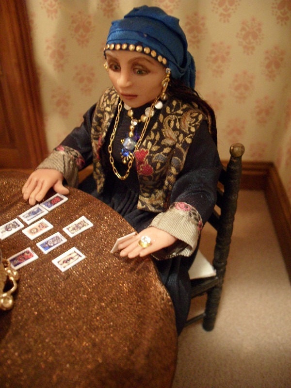 Gypsy fortune teller - 12th scale dollhouse miniature figure by Jo Med