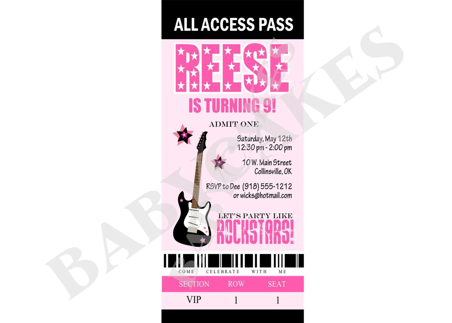 Backstage Pass Invite