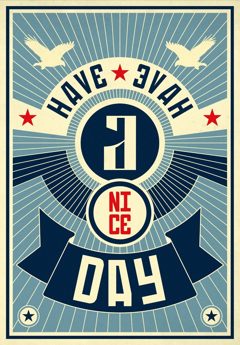 Have a nice day (blue), illustration print 8.27 x 11.69 (A4).