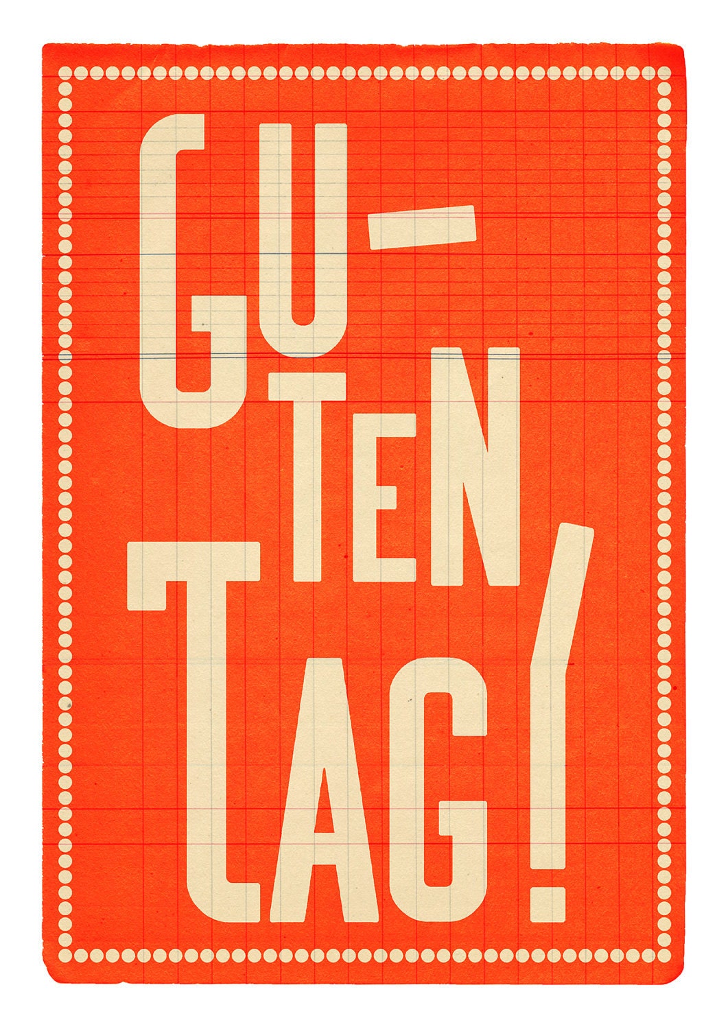 Guten Tag Orange. Illustration print 8.27 x 11.70 (A4). German.