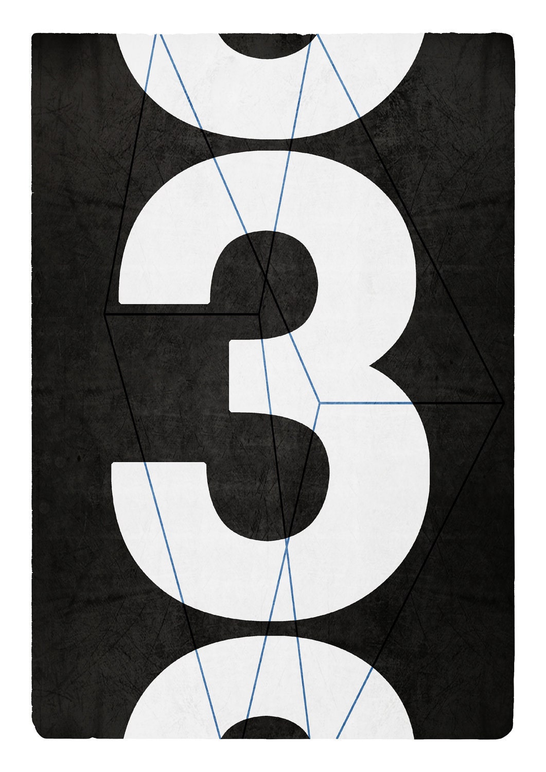 Big Number Three , illustration print 8.27 x 11.70 (A4).