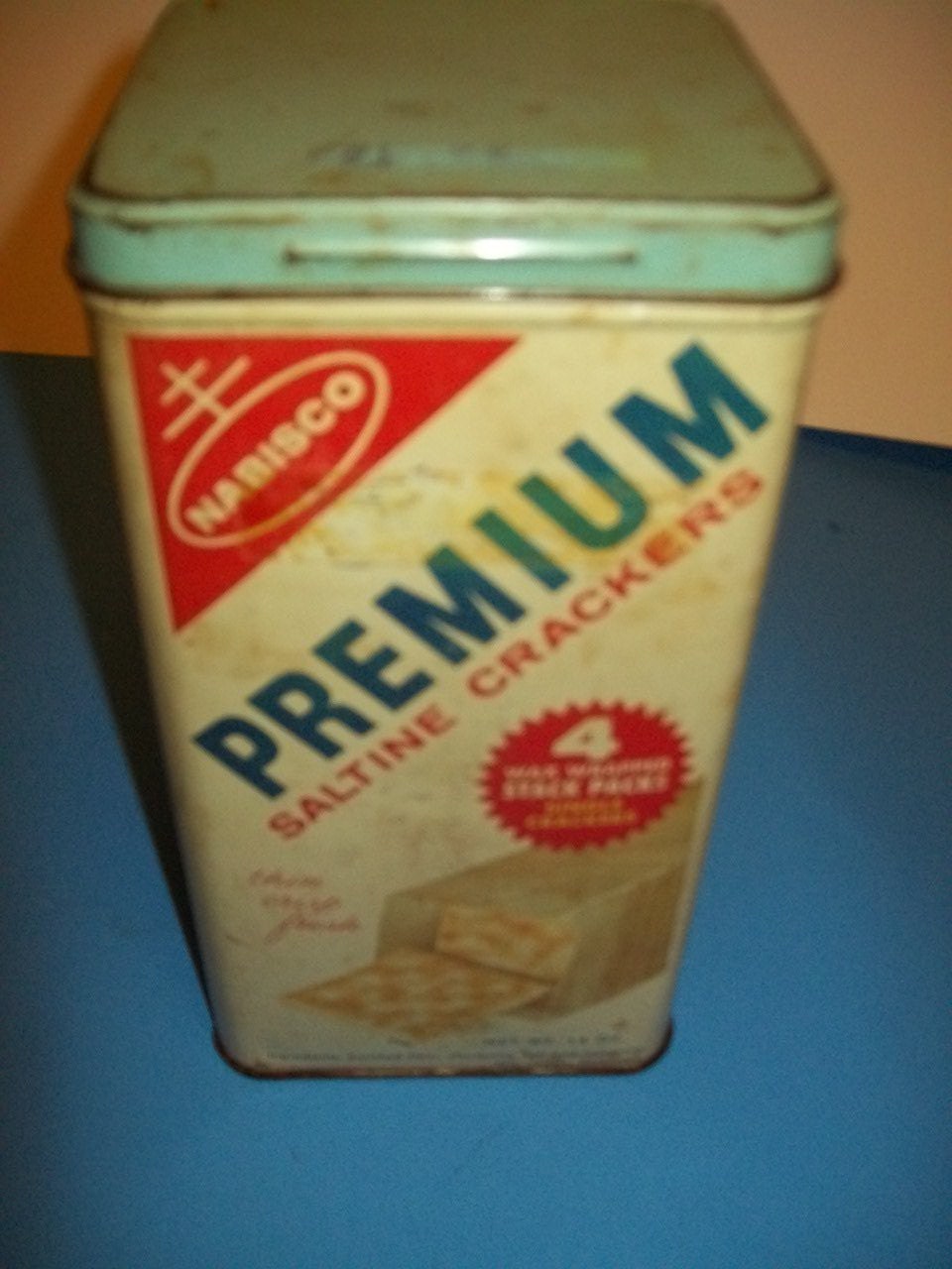 Vintage Premium Saltine Cracker Tin 1969 by OldSkoolProductions