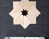 Miniature Art Deco Mirror, "Shuriken" Wood Frame, Wall Decor in 1:12 Scale