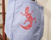 Leopard Gecko Tote Bag (Light blue & Pink) Hand-Pulled Screenprint