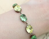 Bracelet Wedding Jewelry Bridemaids Vintage Wedding Jonquil Peridot Yellow Green - Vintage Jewels Rustic Wedding