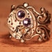 Steampunk Ring, Vintage Round Watch Movement, Tanzanite Purple Swarovski Crystals