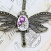 Steampunk Necklace Dragonfly Steam Punk Amethyst Purple Jewelry - Vintage Elgin Watch - Swarovski Crystal