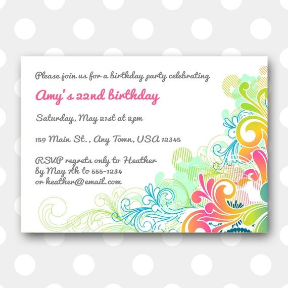 Printable Birthday Party Invitation - Modern Flourish