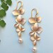 Gold Orchid Earrings with Pearls