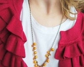 Yellow Pearl and Crystal -necklace-