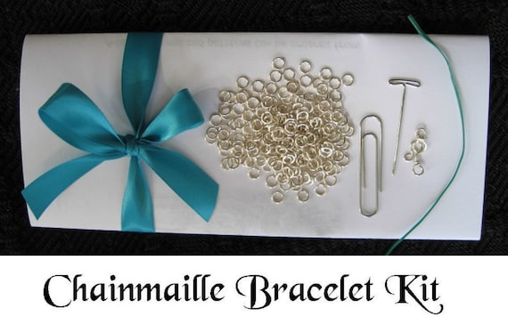 Silver  Byzantine Weave Tutorial KIT Chainmaille Bracelet KIT
