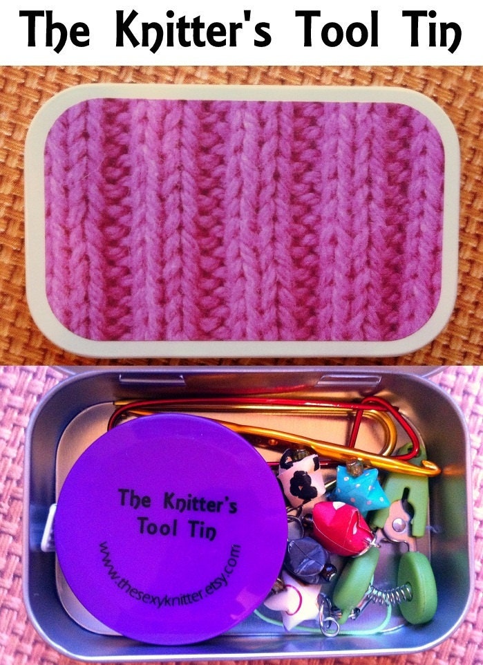 Pink Ribbing Altoid Tin: The Knitter's Tool Tin for your Knitting Bag