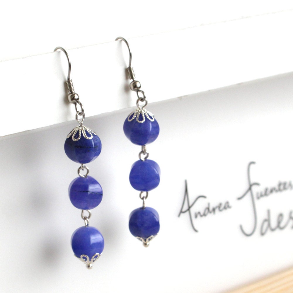 Cobalt Blue Semiprecious Gemstone Earrings - Sapphire Splendor - Women's Jewelry