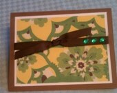 Retro Yellow and Green Flower Note Card set of 2