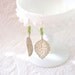 Filigree Leaf Vintage Charm Earrings with Green Glass Accent Beads