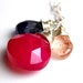 Hot Pink Chalcedony Iolite Sunstone Charm Necklace in Sterling Silver - Wire Wrapped Gemstones, Everyday Jewelry, Summer Whimsy, For Her