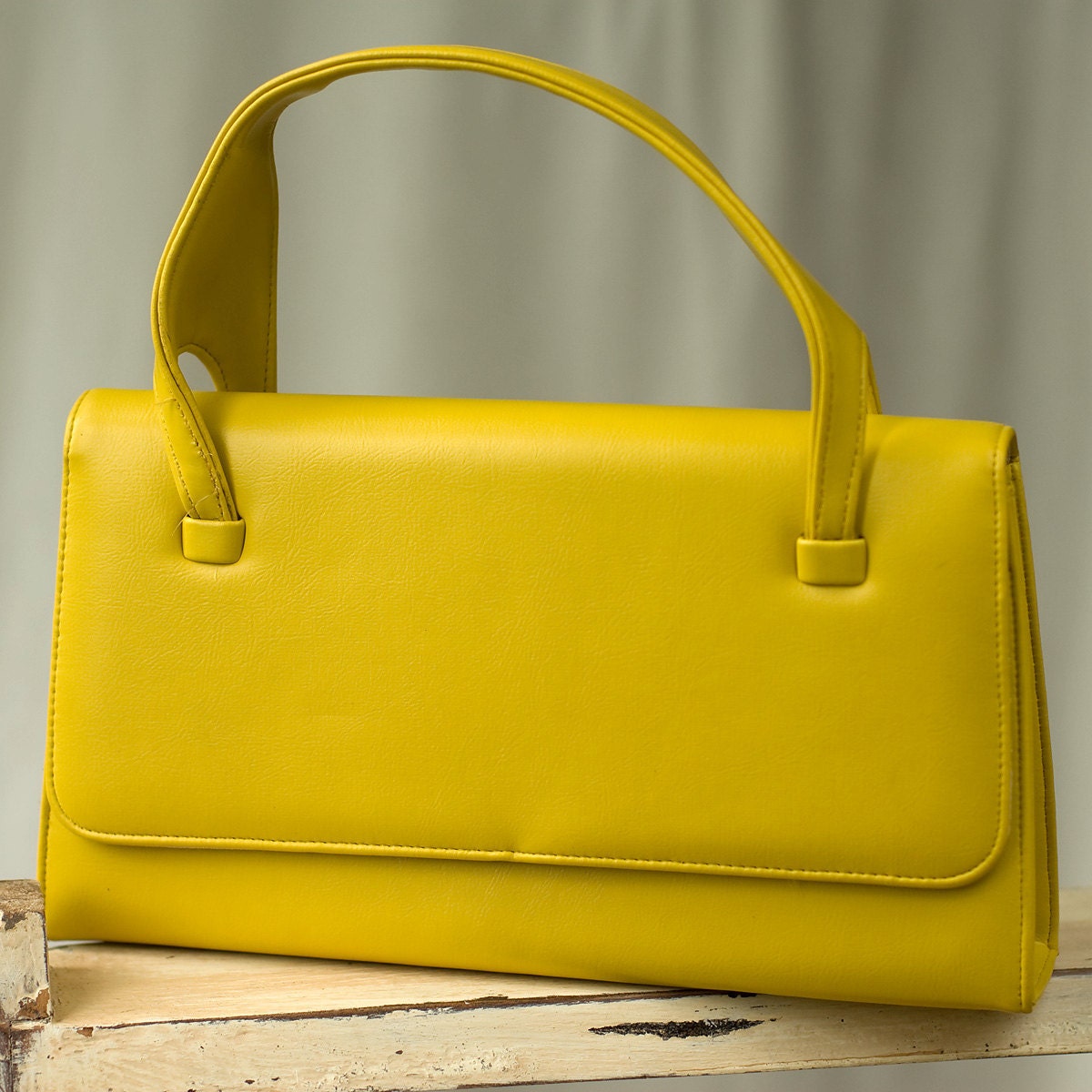 Vintage Mustard Yellow Vinyl Handbag