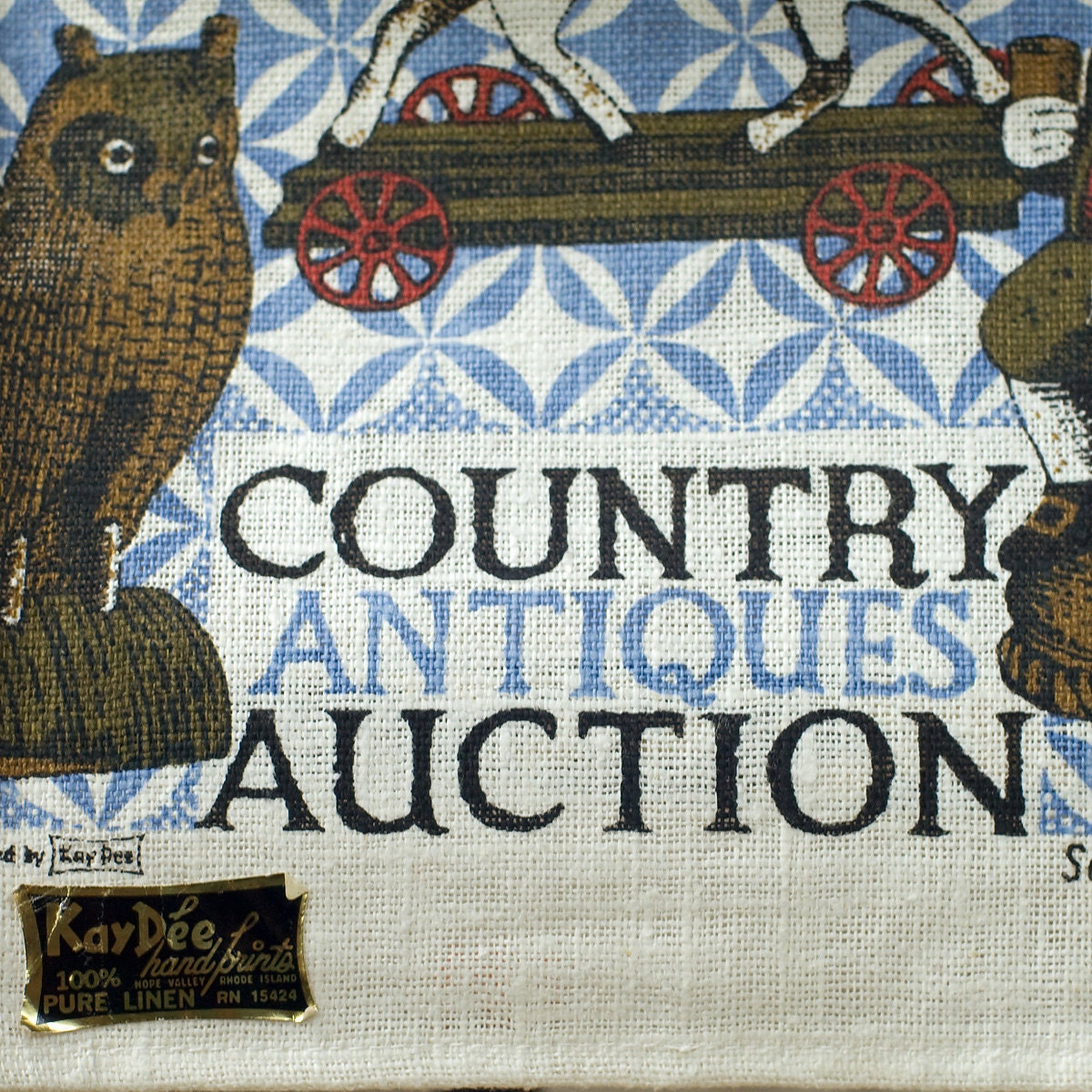 Kay Dee Country Antiques Auction Linen Towel Vintage