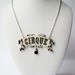 Circus Cirque Necklace Banner Tattoo Statement Jewelry Beige Black Trapeze Vintage Illustration