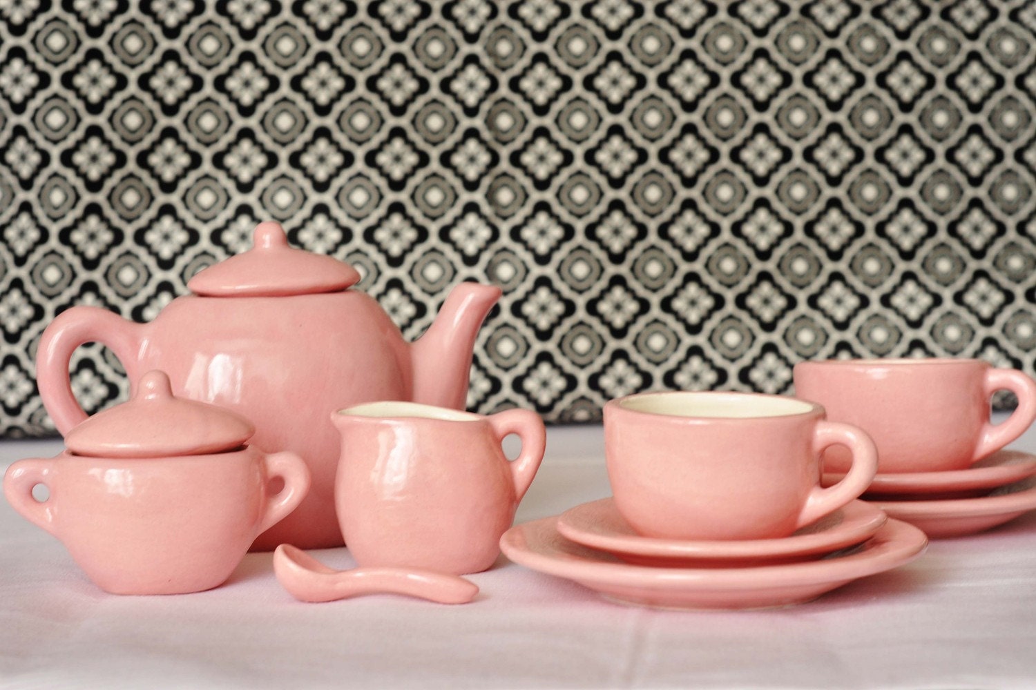Child's Pink Tea Set- Service for Two - RAMCeramics