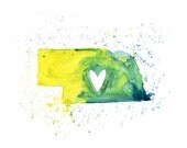 Nebrasca Love - Art Print 10x8 inch-Wall Art-Home decor-state poster