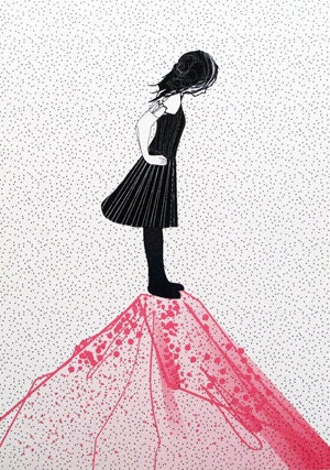 View from a pink mountain - 5 x 7 illustration print