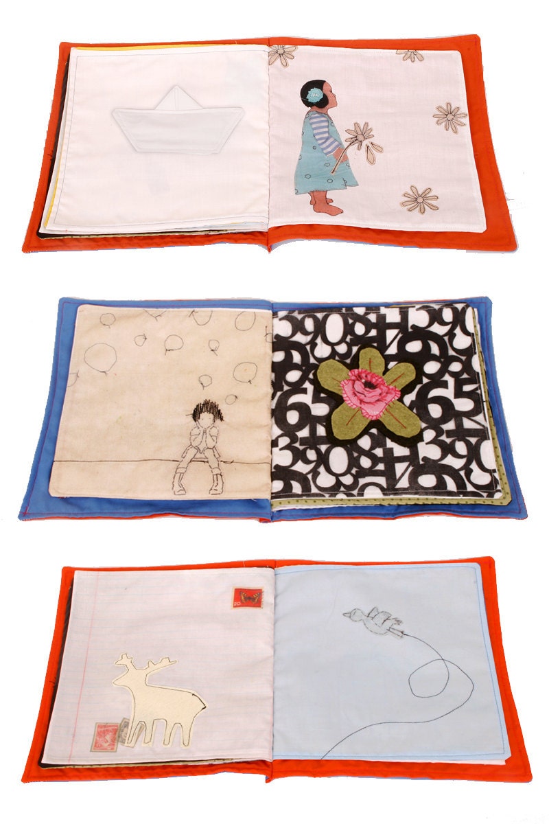 Children Fabric book - handmade colorful Original illustrated soft cloth senses book free shipping