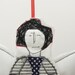 Cupid - Black and white Modern Angel Wearing a striped dress and a polka dot tie - handmade fabric Wall art doll free shipping