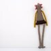 Spring Limited Edition - Flower Doll in Pink, mustard yellow, brown, gray , Dotted and striped handmade doll