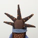 African rag doll - funky handmade doll With cool Spikes Haircut Wearing brown and blue dotted dress