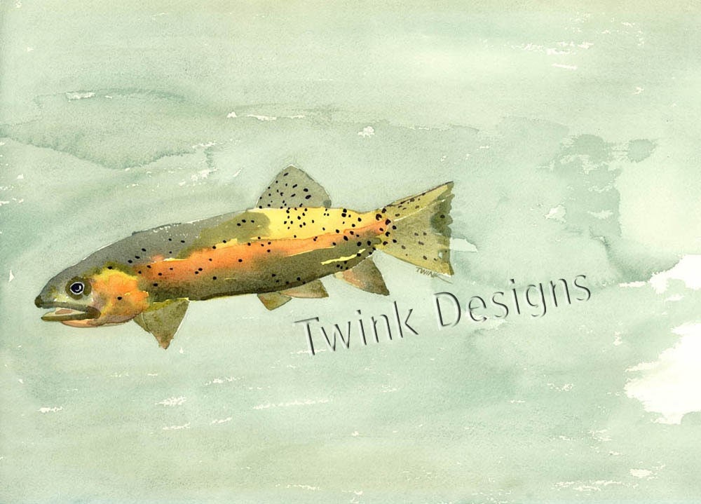 Colorful Trout is a watercolor card of a trout in his own environment. blank inside.OB213 - 5 9/16 X 4 3/8