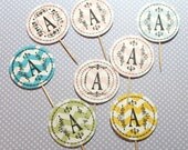 Chevron Monogram Cupcake Toppers Sticks Picks Many Colors Set of 12 Birthday Graduation Wedding Engagement Party Baby Bridal Shower Il_170x135