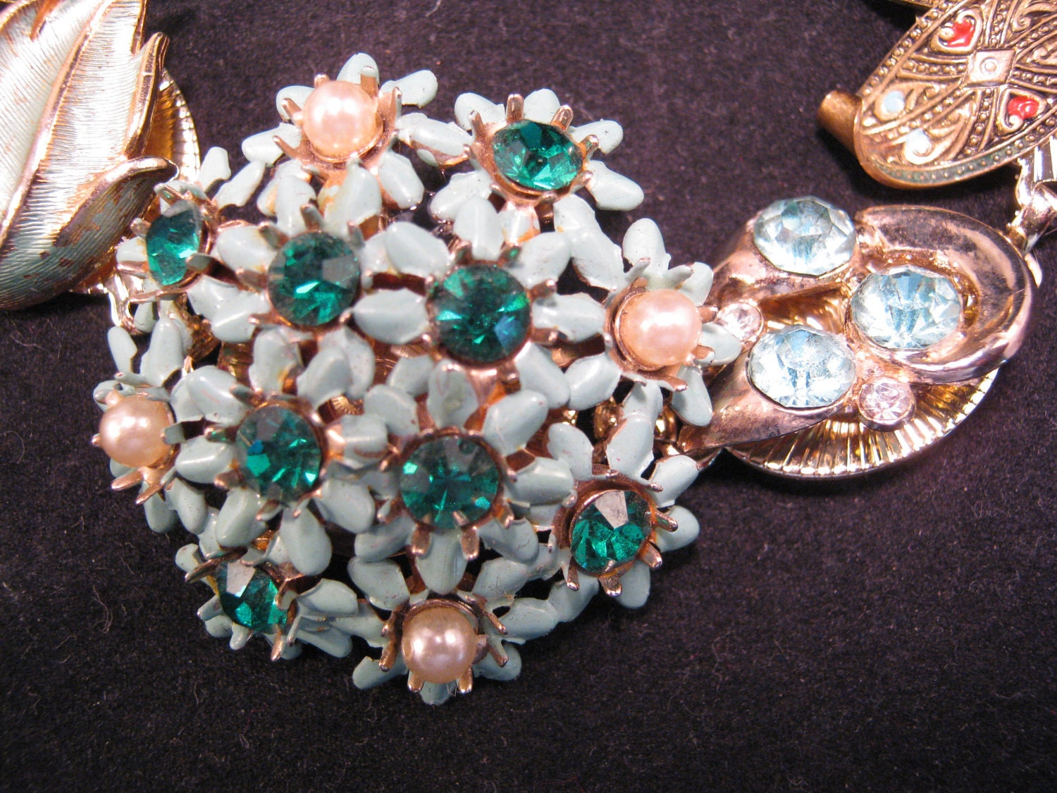 Reclaimed Vintage Bracelet, Vintage Earring Bracelet, Bridesmaid Gift - Turquoise  Garden