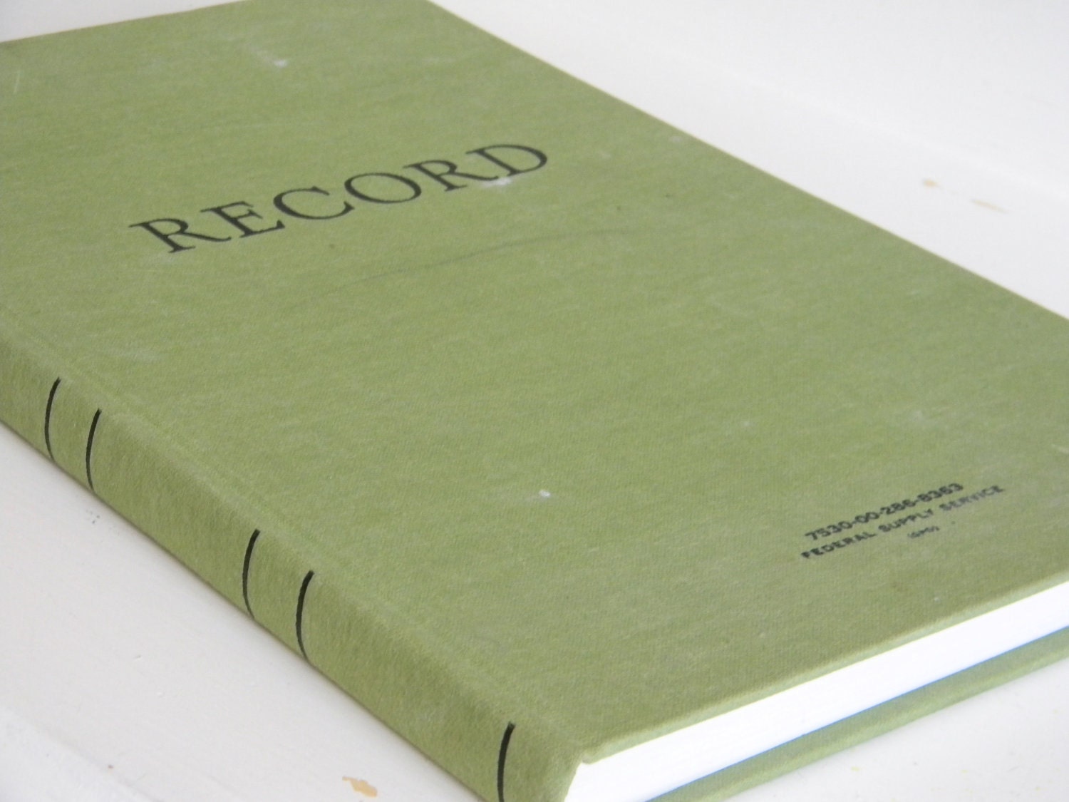 Vintage Green Cloth Bound Record Book with Blank by BlueEyedOwl