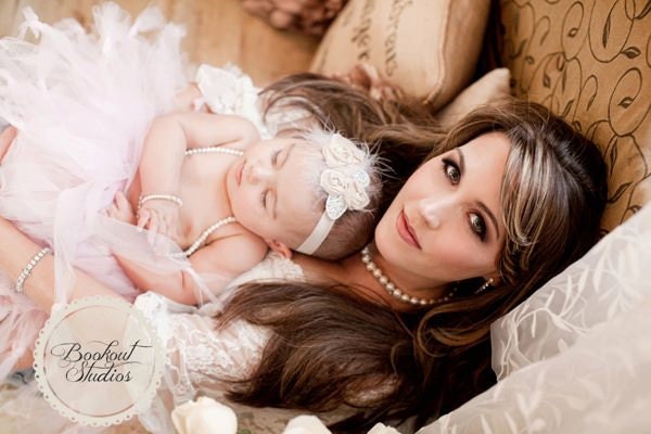 Baby headband, newborn headband, adult headband, child headband and photography prop The triple sprinkled- Chiffon Rosie headband