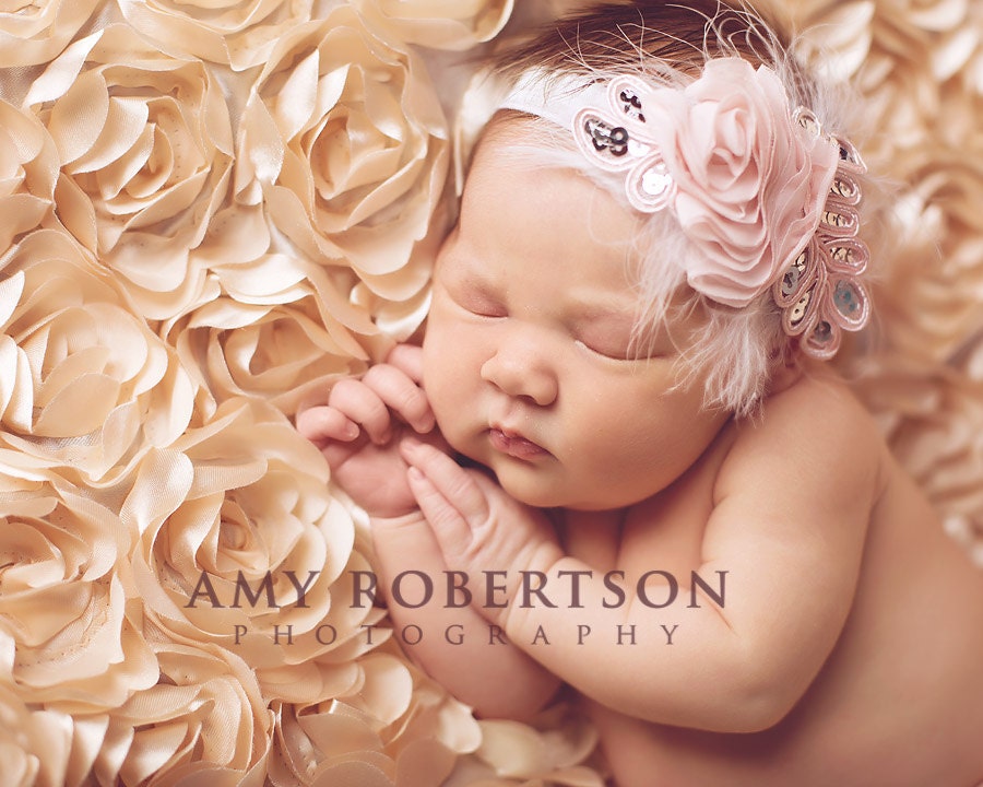 Baby headband, newborn headband, adult headband, child headband and photography prop The single sprinkled- SMALL LEAF rosie headband