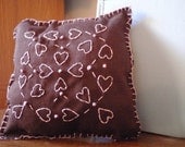 Love and Chocolate Tiny Hand Embroidered Pillow