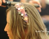 Bridal Flower Crown -  Floral Pink Headpiece - Cherry Blossom Head Wreath  - LIAD