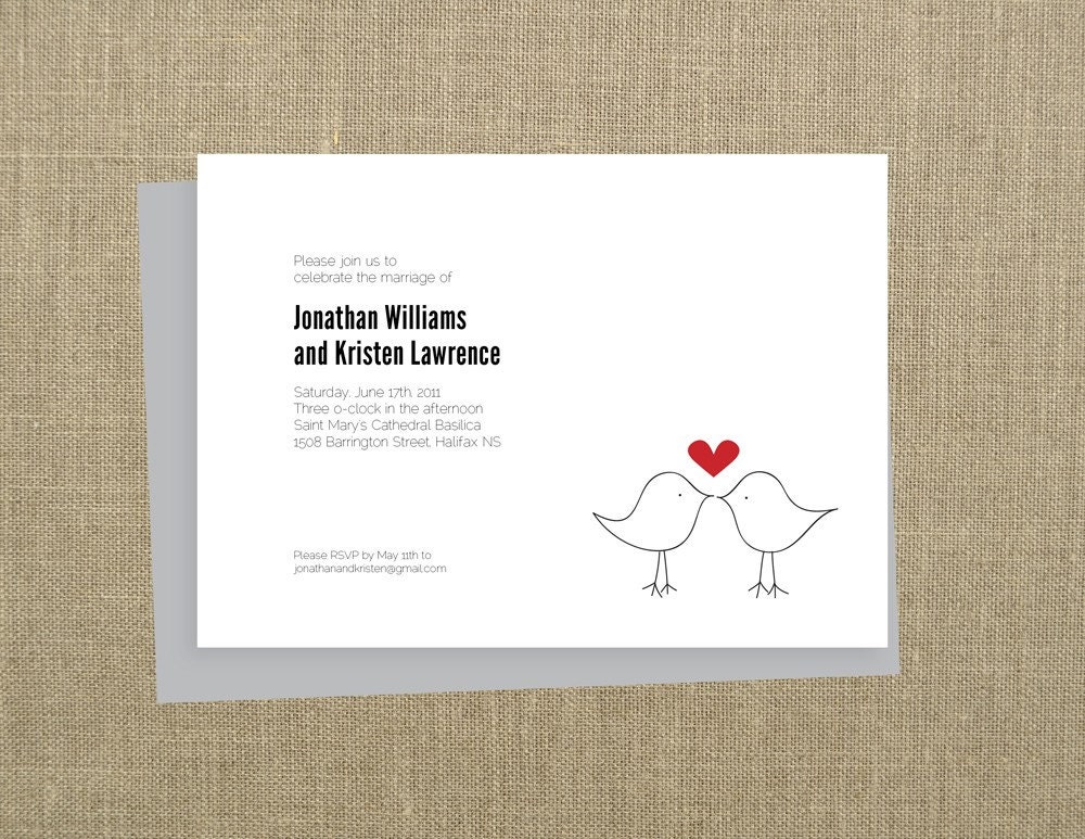 Printable Wedding Invitation: Love Birds