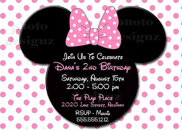 Minnie Mouse Pink Birthday Party Invitation - PRINTABLE INVITATION DESIGN