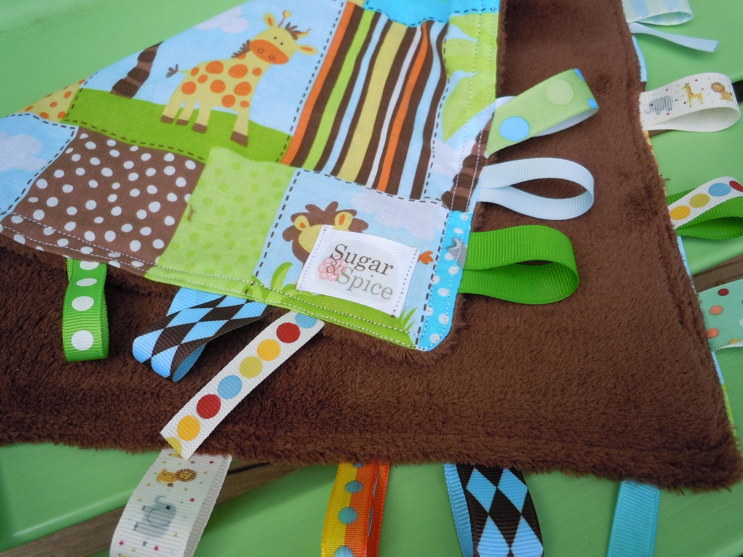 Safari Taggy Sensory Blanky - customize size and colors