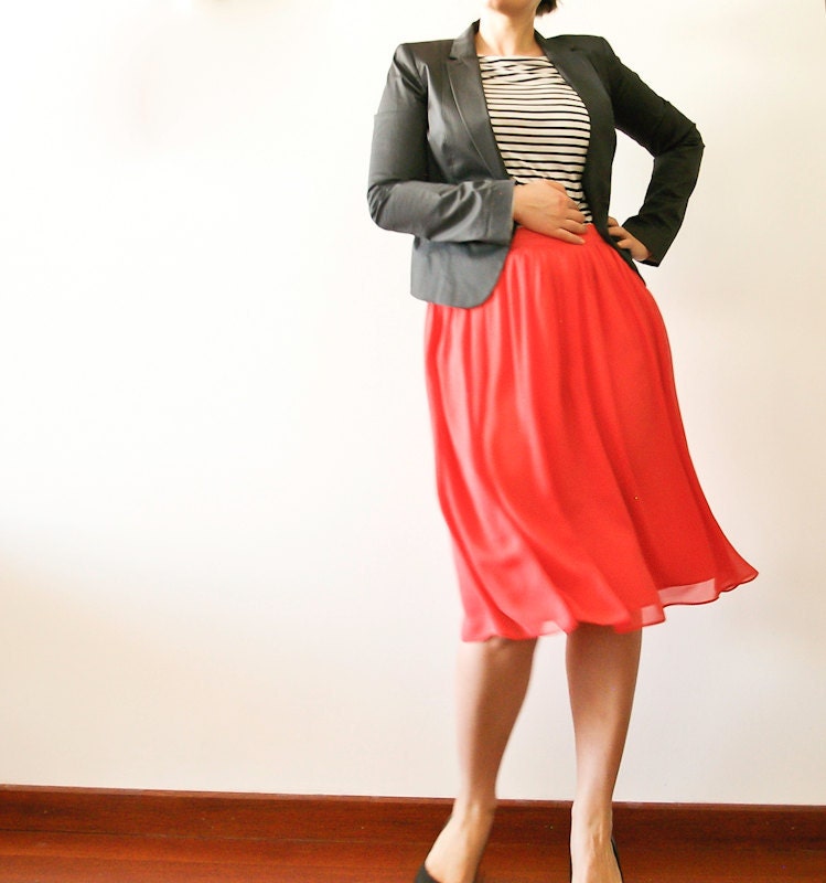 Custom chiffon skirt  coral skirt
