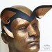 Egyptian inspired Handmade Leather Headdress Anubis Ears in Black and Dark Gold - small ears