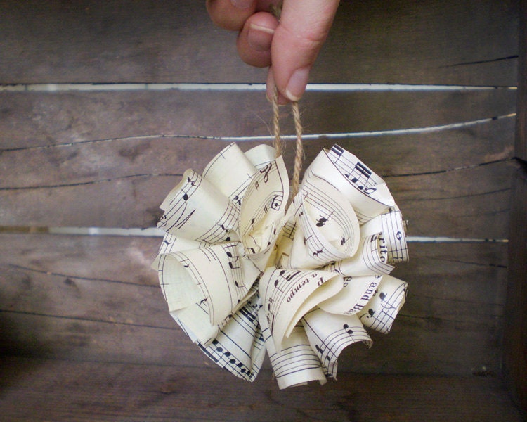 Cottage SongPoms - Set of 4 Sheet Music Ornaments