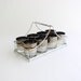 RESERVED. Vintage Silver Ombre Cocktail Glasses in Chrome Caddy. Set of 8. Circa 1960s.