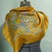 Vintage 50s Golden Silk and Floral Scarf