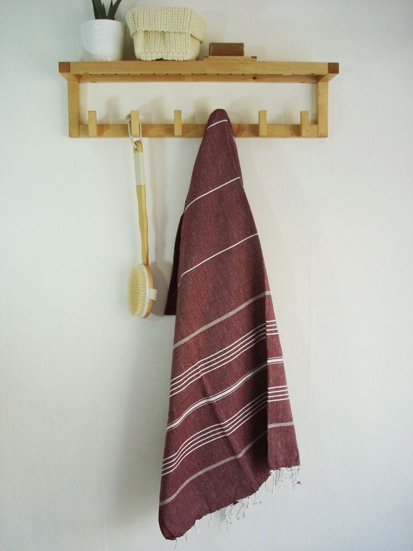 SET-Turkish BATH Towel - Classic Peshtemal and Peshkir - Claret red