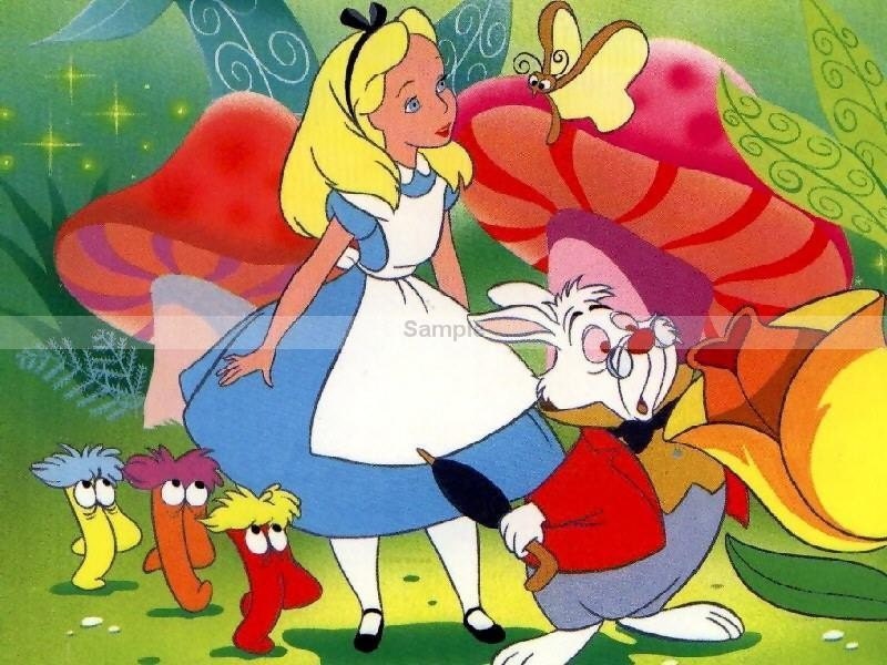 Alice in Wonderland Cartoon White Rabbits Mushroom Bread Butterflies Handmade Counted Cross Stitch Pattern PDF Hand Embroidery Needle Point