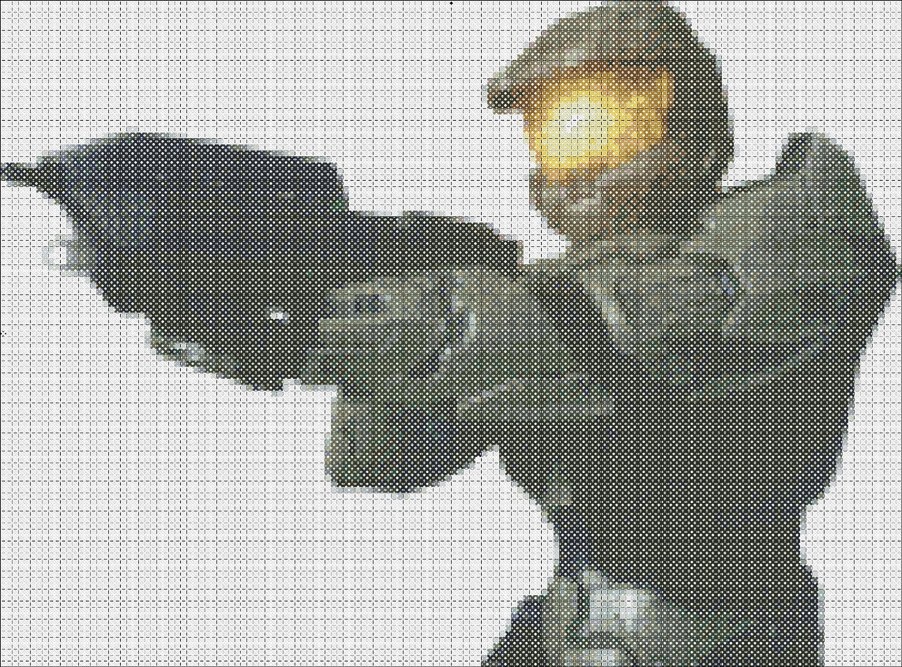Handmade Counted Cross Stitch Pattern Master chief Halo Poster Picture PDF