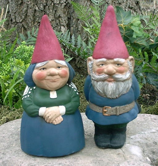 SUPER SALE - Mr & Mrs Gnome 9" Tall Set Item R53P Blue